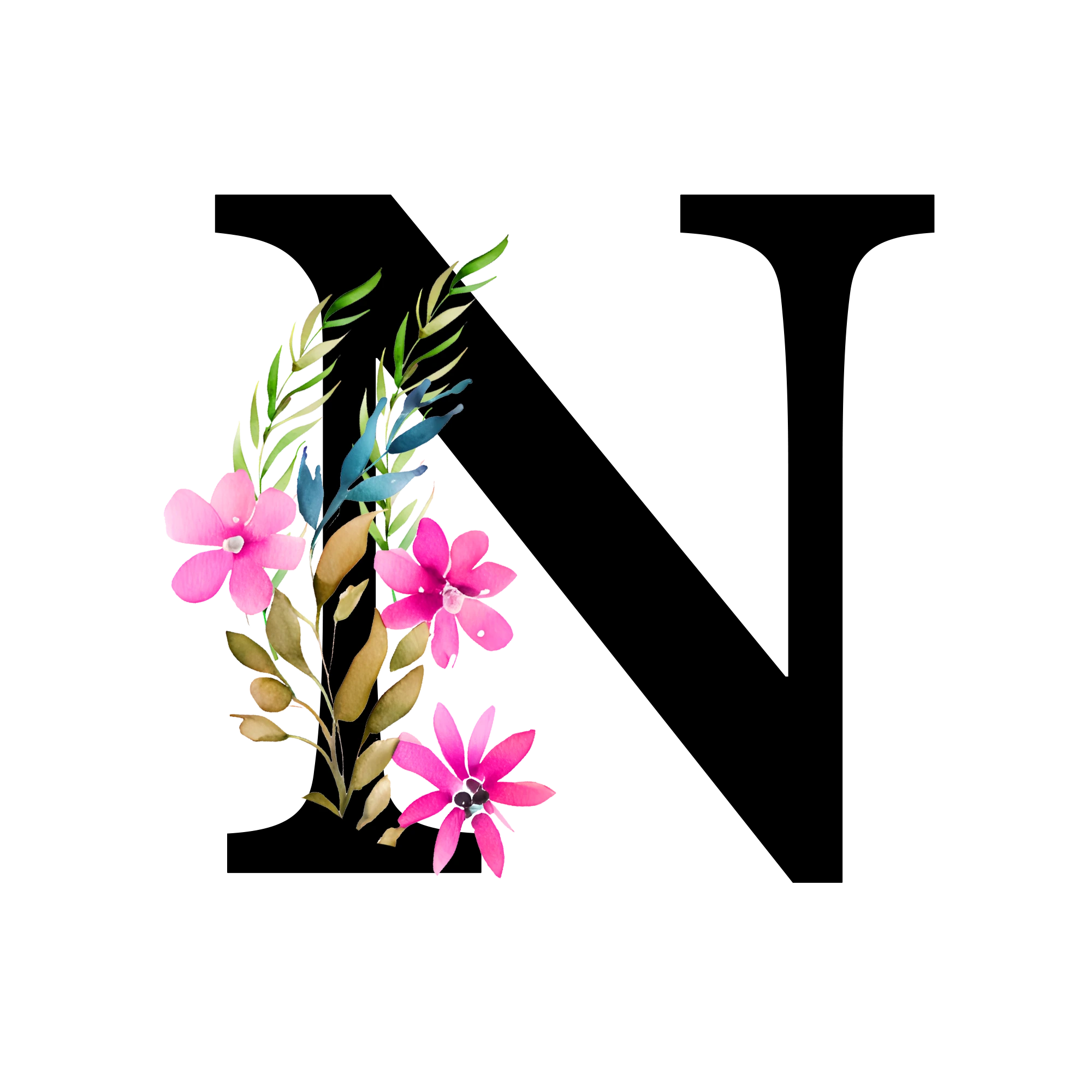 Free-Transparent-Floral-Alphabet-Illustration-letter-N.webp